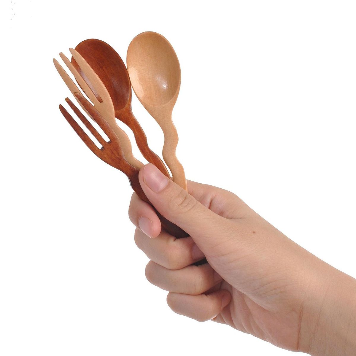 6 Pcs Solid Wood Spoons Healthy and Reusable Wooden,