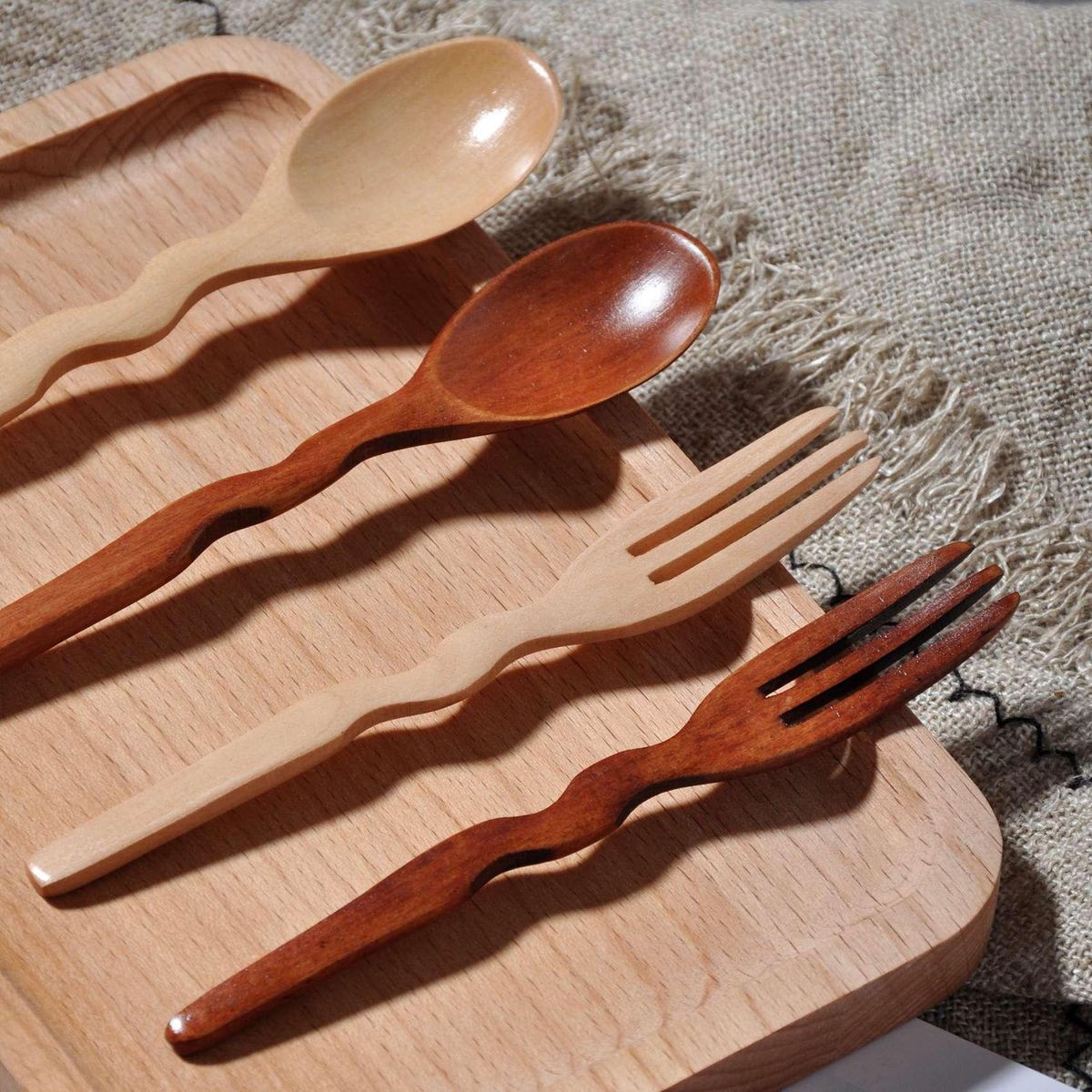 6 Pcs Solid Wood Spoons Healthy and Reusable Wooden,