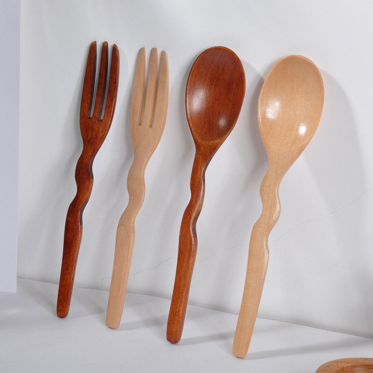 6 Pcs Solid Wood Spoons Healthy and Reusable Wooden,