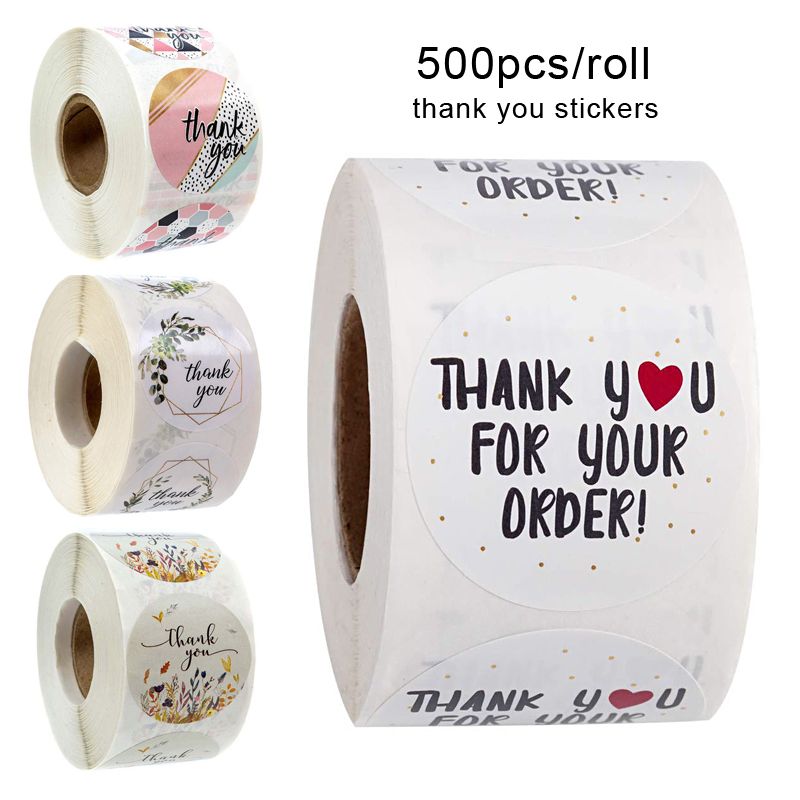 500pcs/roll Thank You Stickers Handmade Sticker Ci