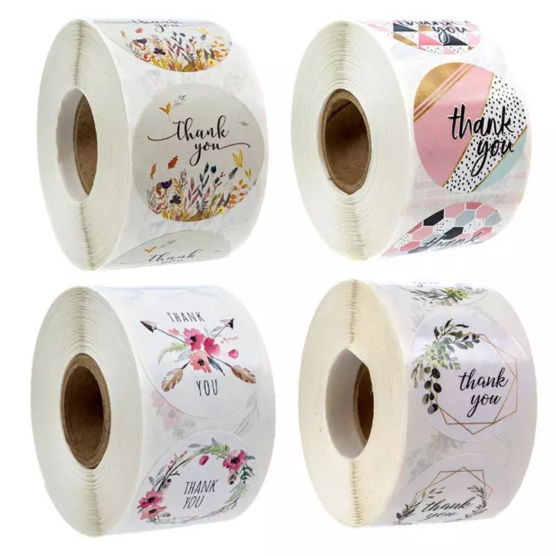 500pcs/roll Thank You Stickers Handmade Sticker Ci