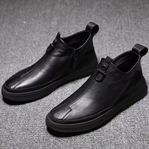 Men's New Fashion High Tie Work Casual Leather Shoes-Black