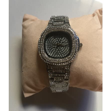 Iced Stones Women's Bracelet Strap Wrist Watch - Silver