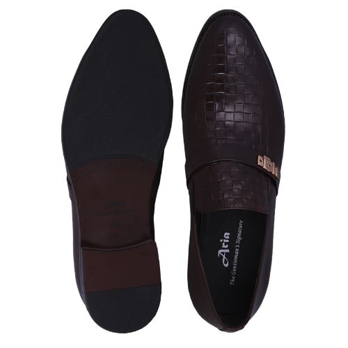 Elegantly Detailed Leather Shoe With Fancy Buckle - Msh-3814