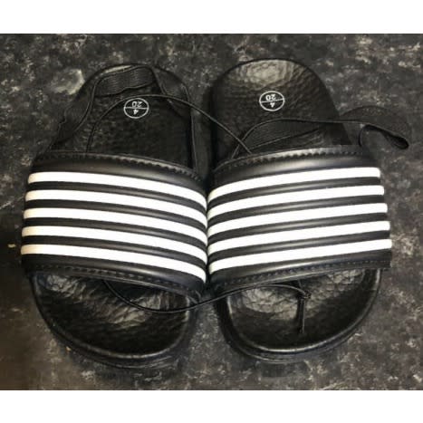 Boys Black Stripe Sliders
