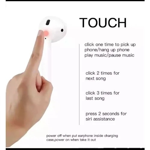 I12 Bluetooth Earbuds Soft Touch 5.0 - White