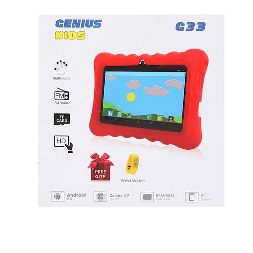 Educational Kids Tablet - 16GB ROM - 2GB RAM - (Pre-installed Apps, Games, Cartoons) - Green Pouch