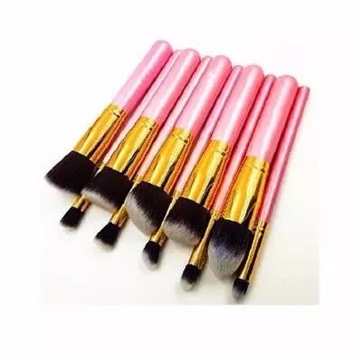 Professional Makeup Brush Set - Pink & Gold - 10 Pieces
