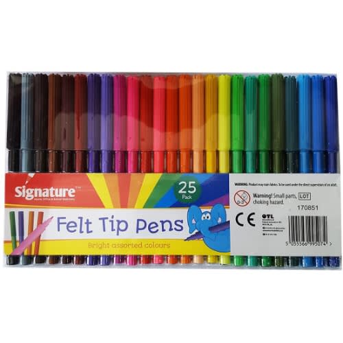 Felt Tip Pens, Clamshell - Pack Of 25