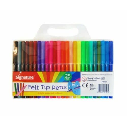 Felt Tip Pens, Clamshell - Pack Of 25
