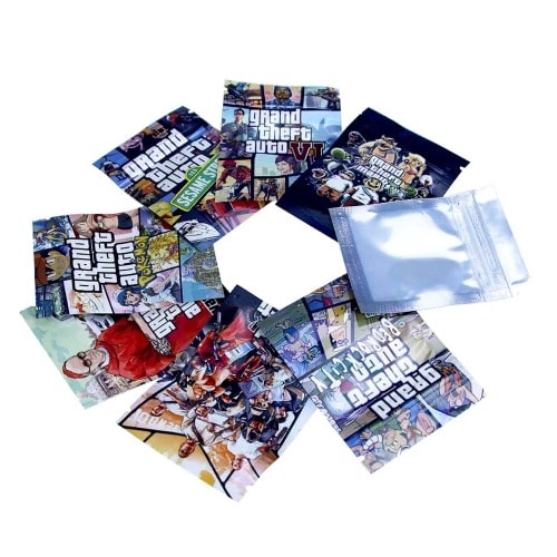 Zip Lock Grand Theft Mylar Packaging Bags – 100pcs