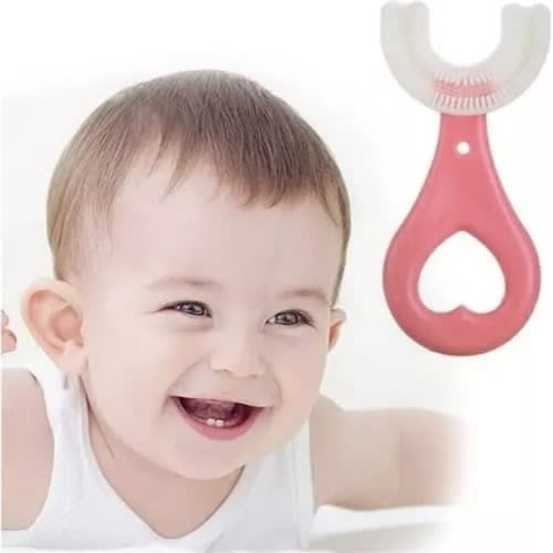 U Shaped Training Toothbrush For Kids - 1 Piece - Pink