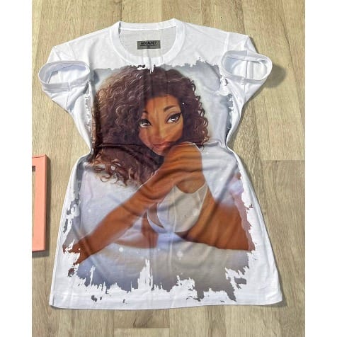Girl Print 3d Graphics Print T-shirt
