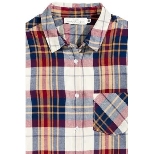 Checked/plaid Cotton Shirt- Natural White