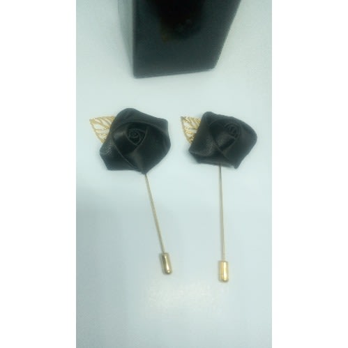 Black Lapel Brooch With Gold Leaf + Free Box