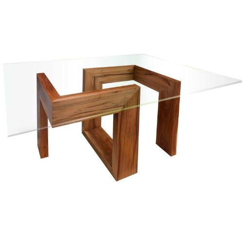 Modern Timber Table with Glass Top