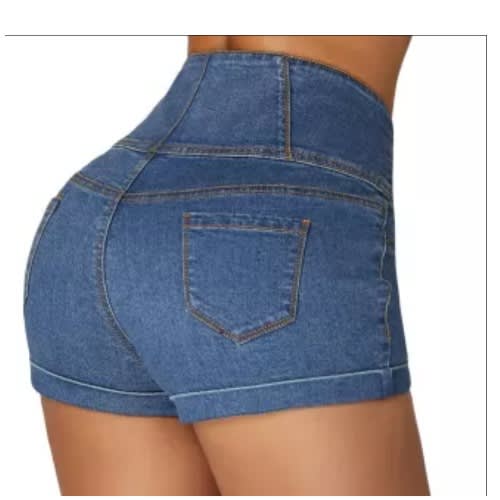 High Waist Short Jeans - Blue