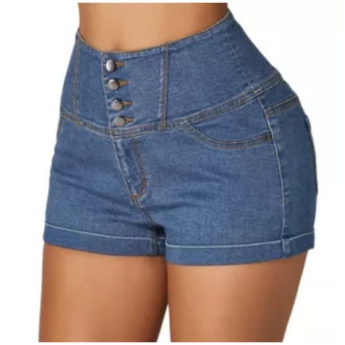 High Waist Short Jeans - Blue