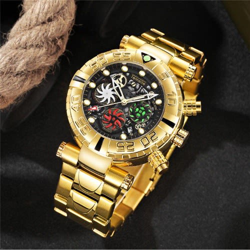 Big Engine Wristwatch For Men - Gold