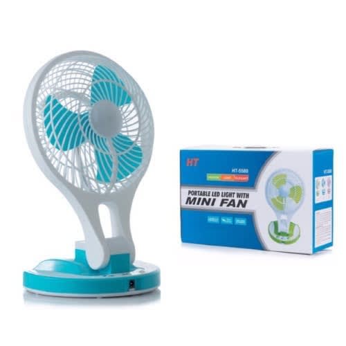 Portable Led Light With Mini Fan Rechargeable Fan