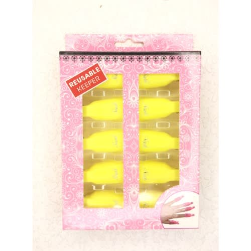 10pcs Nail Remover Soaker Reusable Plastic Keeper -yellow
