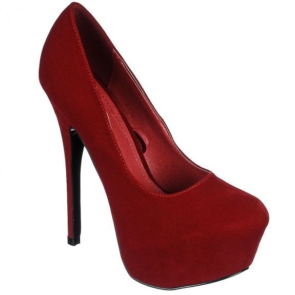 Women's 018 Red Velour Stiletto Heel