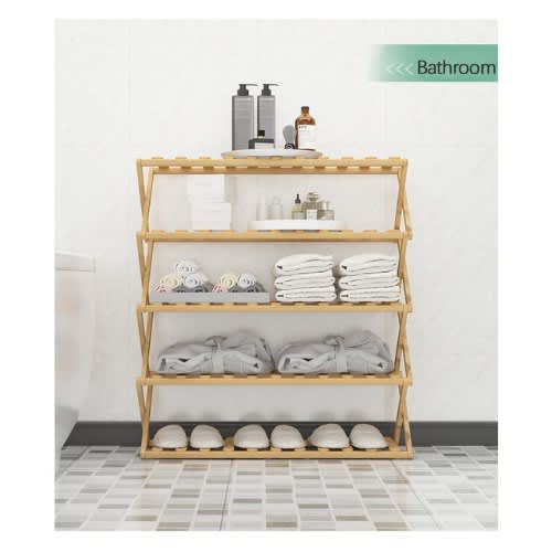 Giant Quality Foldable Wooden Shoe Rack - 5 Layers