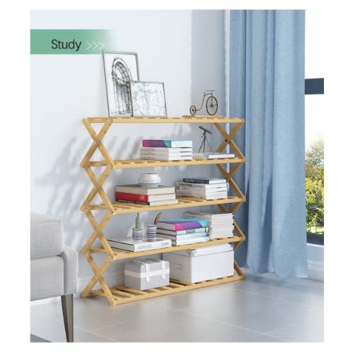 Giant Quality Foldable Wooden Shoe Rack - 5 Layers