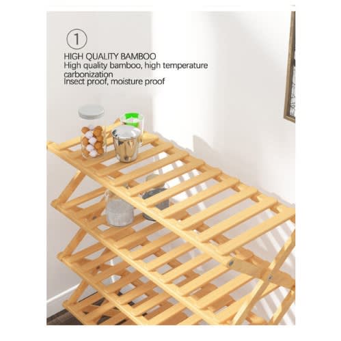 Giant Quality Foldable Wooden Shoe Rack - 5 Layers