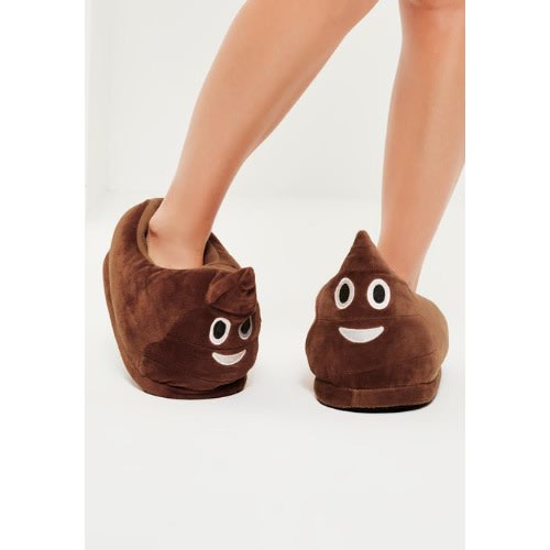 Cute Poop Emoji Plush Indoor Slippers - Brown