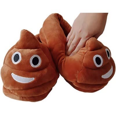 Cute Poop Emoji Plush Indoor Slippers - Brown