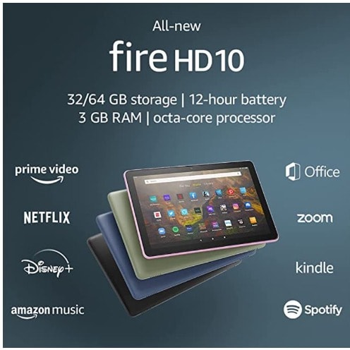 Fire Hd 10 Tablet 10.1" 32GB ROM 3GB RAM - Black - Latest Edition - 2021