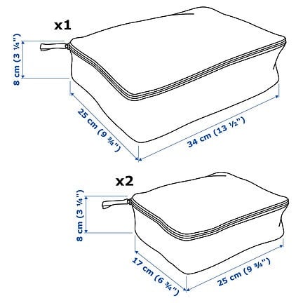 Rensare Clothes Bag - Set Of 3 - Check Pattern - Grey & Black