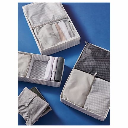 Rensare Clothes Bag - Set Of 3 - Check Pattern - Grey & Black