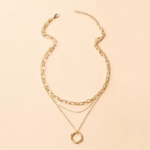 Women Triple Layer Strand Necklace - Gold
