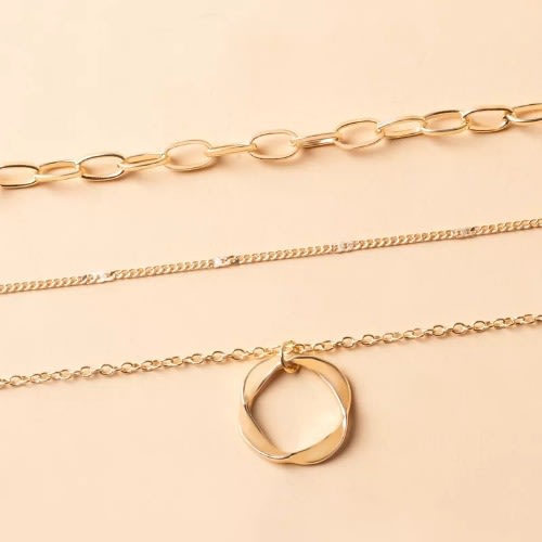 Women Triple Layer Strand Necklace - Gold