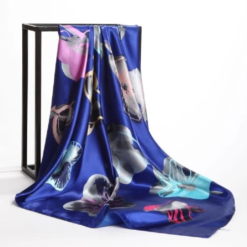 Flower Satin Silk Scarf