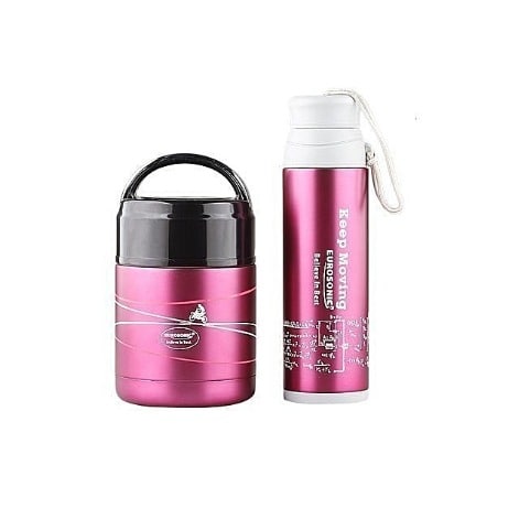 Food And Water Flask Combo - Pink