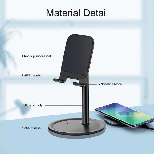 Multi-angle Adjustable Desk Mobile Phone Tablet Holder Stand - Black