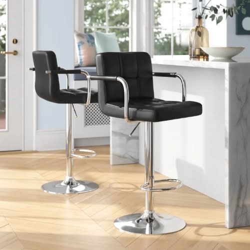 Adjustable Height Bar Stool 01 - Set Of 2 - Black