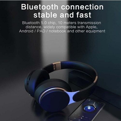 Foldable Wireless Bluetooth V5.0 Headset With Mic -Black
