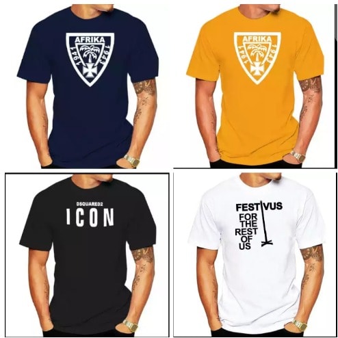 Set Of 4 T-shirts - Black, White, Yellow, Blue