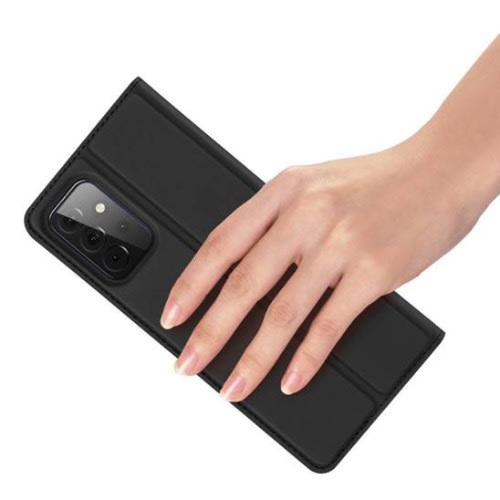 Leather Flip Case For Samsung A72 - Black