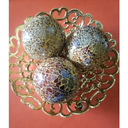 Center Table Decorative Gold Bowl And 3 Mixed Gold Balls