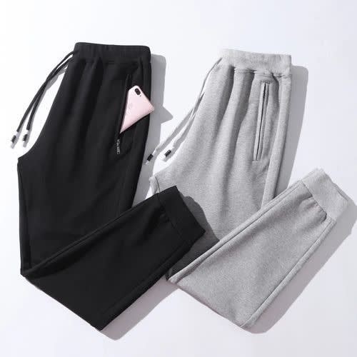 Joggers With Zipper - Set Of 2 - Black And Grey
