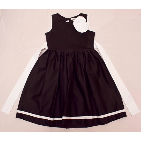 Girl's Dress With White Details - Black
