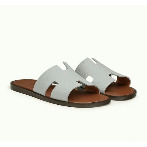 Classy Male White H Leather Slips
