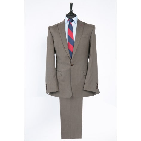 Fitted Peek Lapel Single Button Suit - Brown