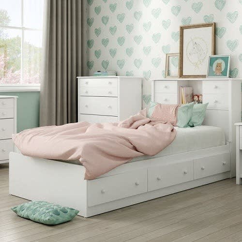 J Best-captain's Bed Frame With Drawers - 4 By 6ft - White