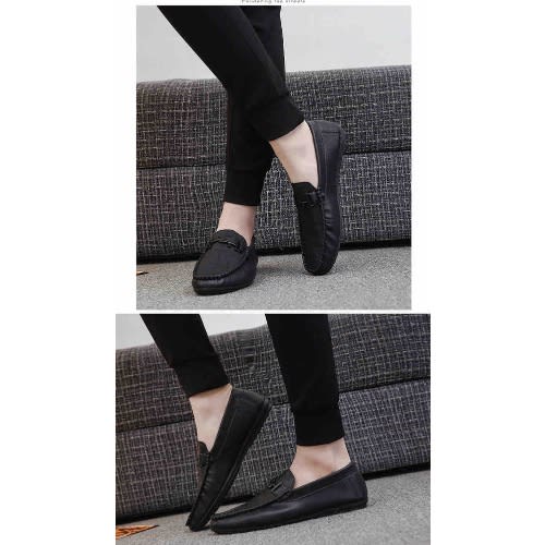 Men's Leather Loafers Shoes - Black